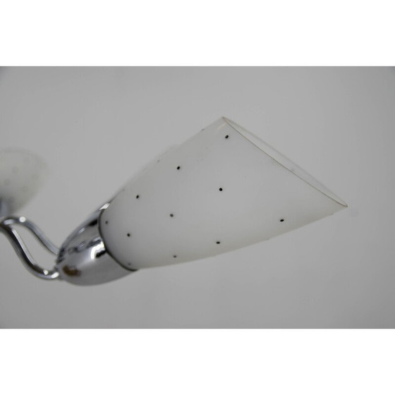 Image 1 of Vintage glass and chrome chandelier for Elektroinstala Decin, Czechoslovakia 1950