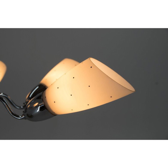 Image 1 of Vintage glass and chrome chandelier for Elektroinstala Decin, Czechoslovakia 1950