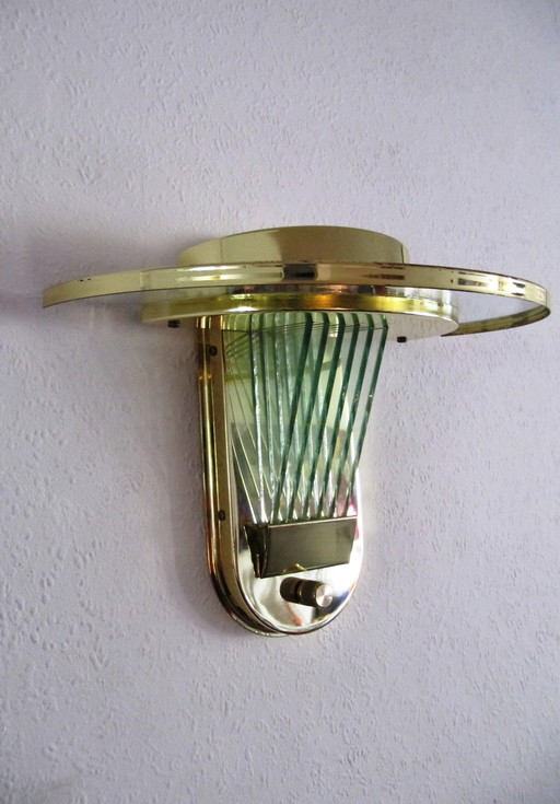 Wall Lamp Regency Style Italy Polished Glass Gilded Brass