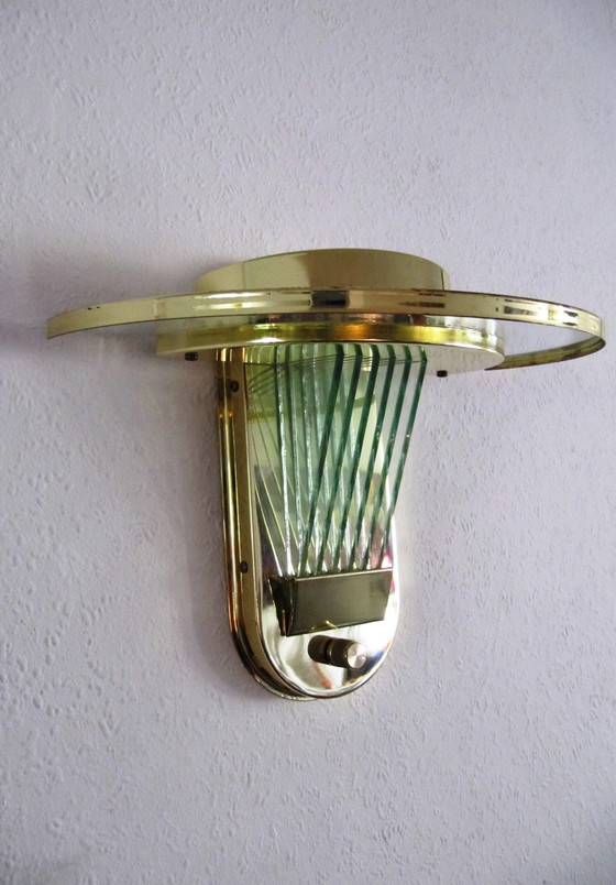 Image 1 of Wall Lamp Regency Style Italy Polished Glass Gilded Brass