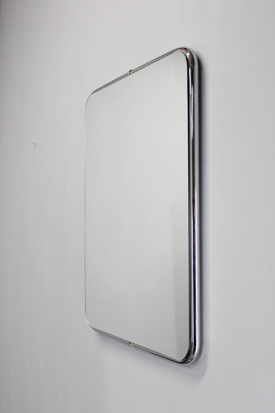 Image 1 of 1980S Italian Rectangular Mirror In Tubular Chrome Plated Frame