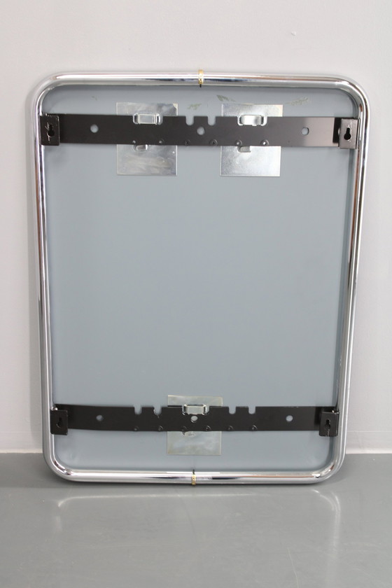 Image 1 of 1980S Italian Rectangular Mirror In Tubular Chrome Plated Frame