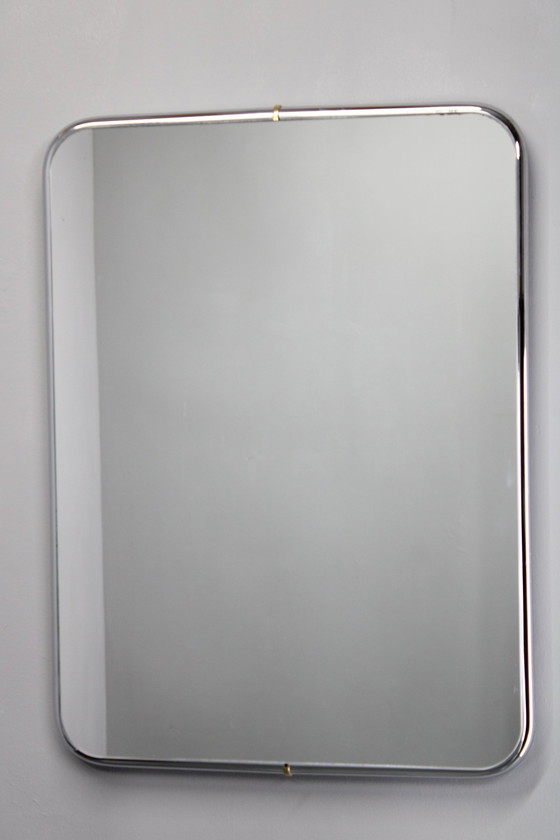 Image 1 of 1980S Italian Rectangular Mirror In Tubular Chrome Plated Frame