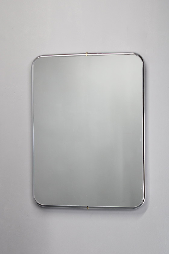 Image 1 of 1980S Italian Rectangular Mirror In Tubular Chrome Plated Frame