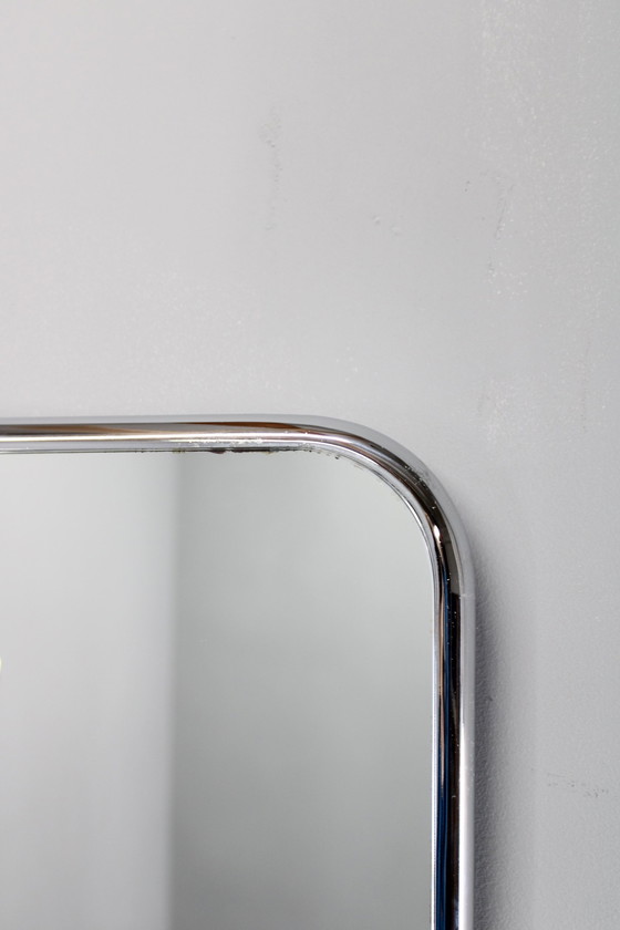 Image 1 of 1980S Italian Rectangular Mirror In Tubular Chrome Plated Frame