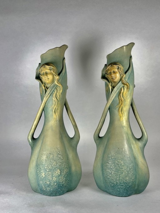 2x Art Nouveau Jugenstill Bernard Bloch Fin Xix Ème