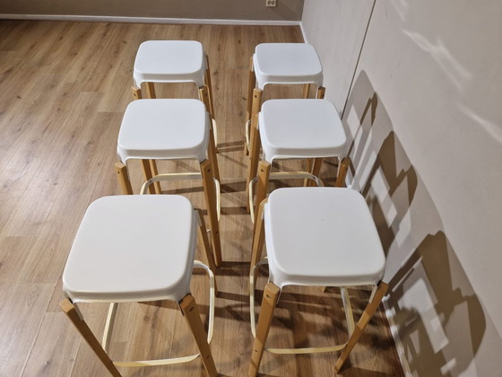 Image 1 of 6X Magis Steelwood - Barstools - White - Steel - Wood -Design