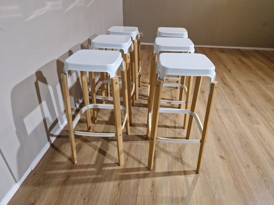 Image 1 of 6X Magis Steelwood - Barstools - White - Steel - Wood -Design