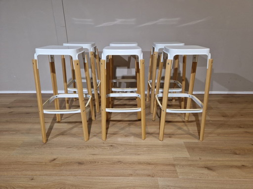 6X Magis Steelwood - Barstools - White - Steel - Wood -Design