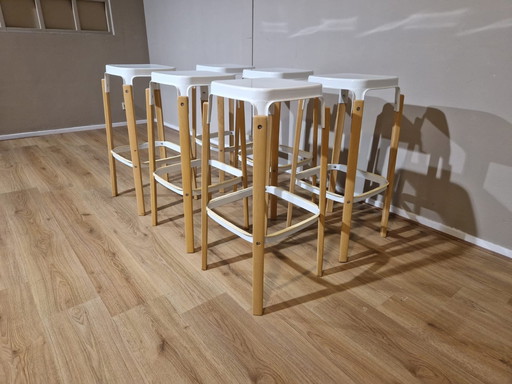 6X Magis Steelwood - Barstools - White - Steel - Wood -Design