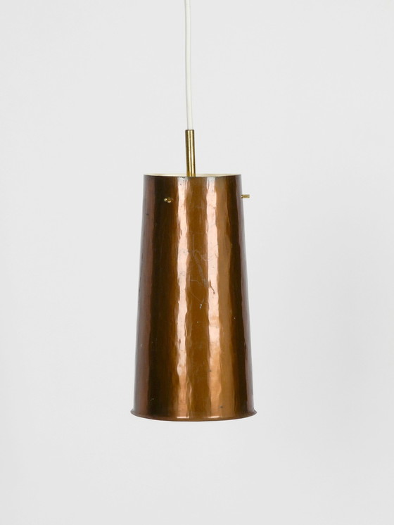 Image 1 of Beautiful Mid Century Modern pendant lamp made of copper shaped like a cone