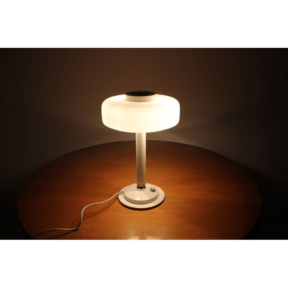 Image 1 of Lampada da tavolo vintage in vetro bianco e metallo di Napako, Cecoslovacchia, 1960