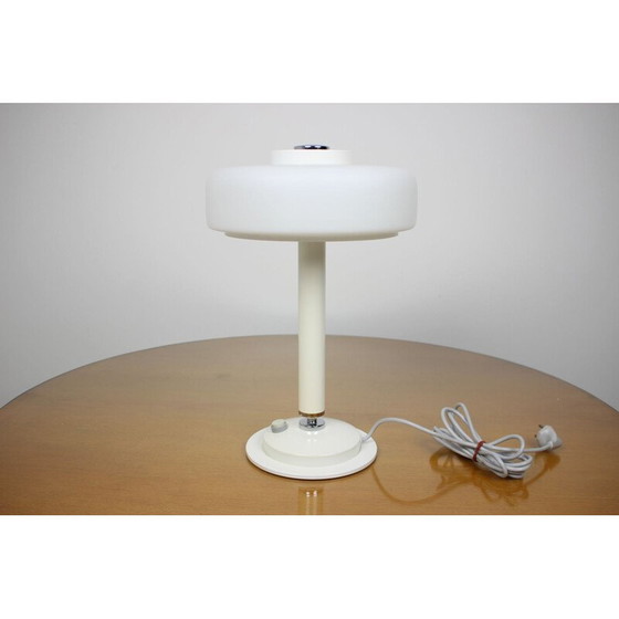 Image 1 of Lampada da tavolo vintage in vetro bianco e metallo di Napako, Cecoslovacchia, 1960