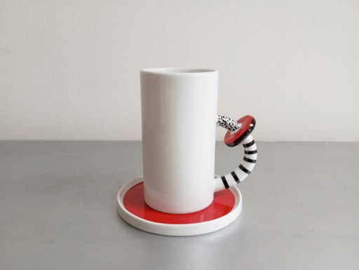 Cattany Design Postmodern/Memphis Milano Design Cup+Saucer 1980