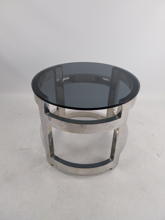 Image 1 of Casa pedrino art deco style chrome and glass coffee table 