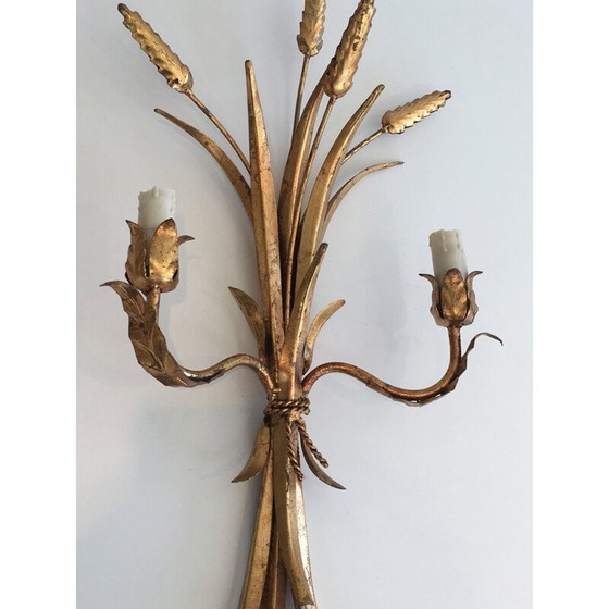 Image 1 of Pair of vintage gilt metal wall lamps, 1970