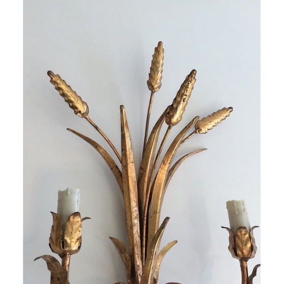 Image 1 of Pair of vintage gilt metal wall lamps, 1970