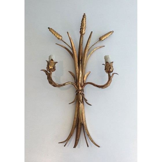 Image 1 of Pair of vintage gilt metal wall lamps, 1970