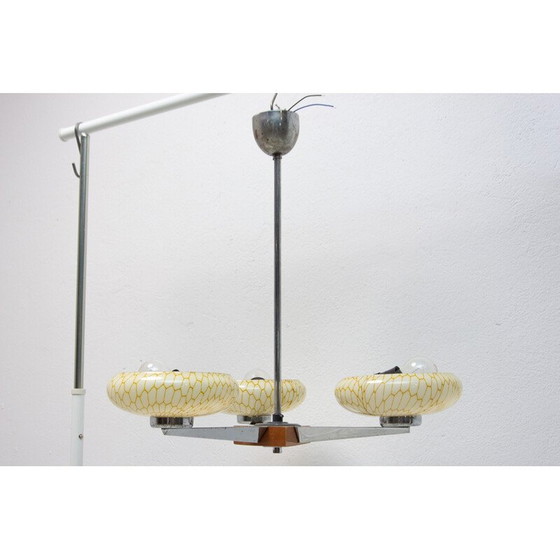 Image 1 of Lampadario vintage in cromo e legno, anni '30