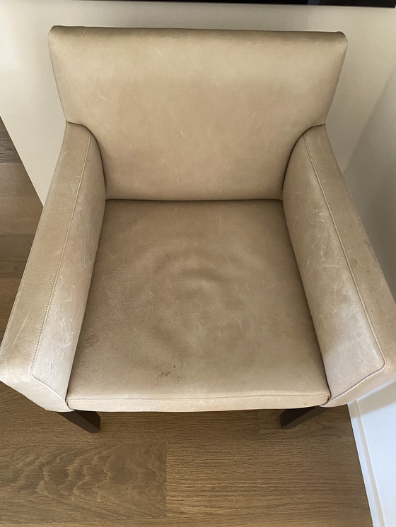 Image 1 of 4x Beige Leather Chairs