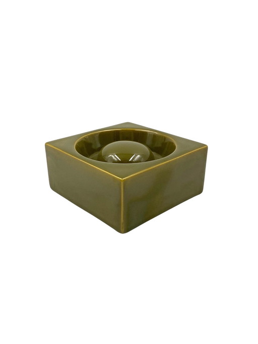 Mid-Century Green Ceramic Ashtray, Sicart Italy 1969