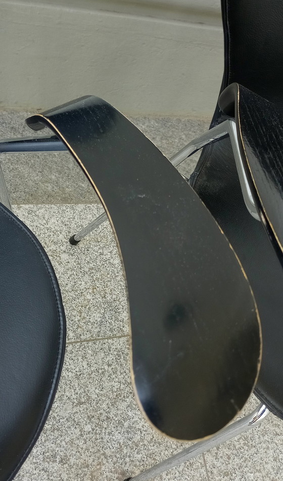 Image 1 of 4x Arne Jacobsen 3107 leather chairs