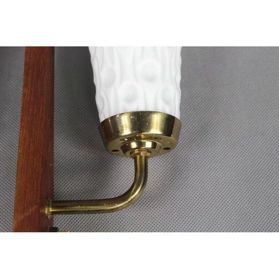 Image 1 of Pair of vintage wall lamps with brass and opalin glass, Denmark 1960s