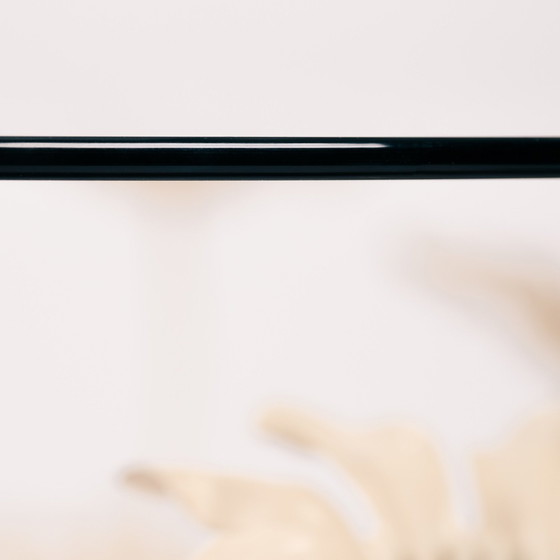 Image 1 of tavolino da caffè vintage in metallo e vetro con fiori, anni '70