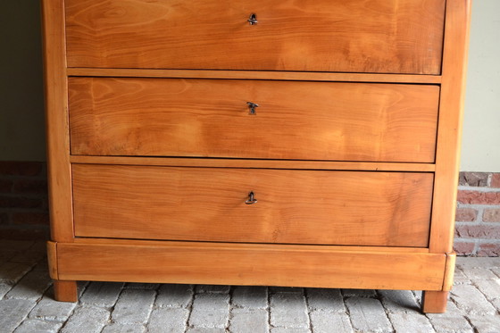 Image 1 of Antique Cherry Chest of Drawers With Black Marble Top.