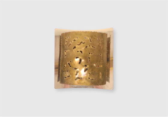 Image 1 of Brutalist Perforated Brass Wall Light Borens