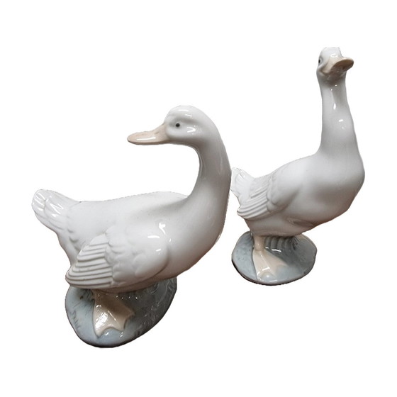 Image 1 of Nao Lladro Porcelain Geese Figurines, 1970s