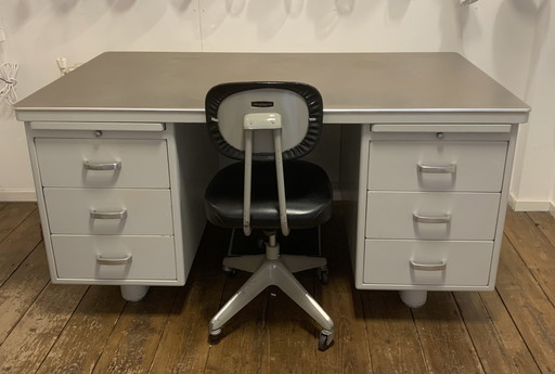 Large Industrial Ahrend Oda Desk With Footrest