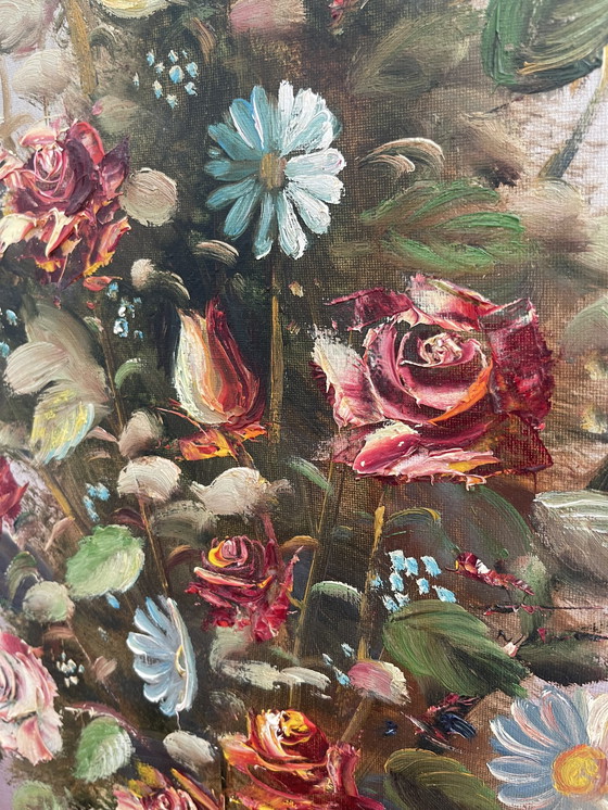 Image 1 of Classic Painting- Still Life Flowers In Vase