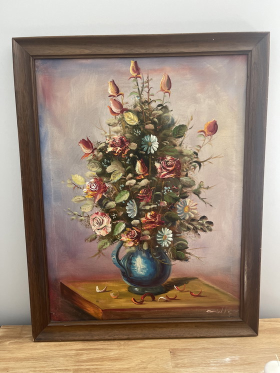 Image 1 of Peinture classique- Nature morte Fleurs dans un vase