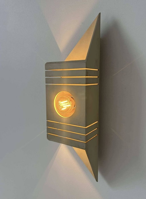 2 applique in metallo laccato bianco - Francia 1970