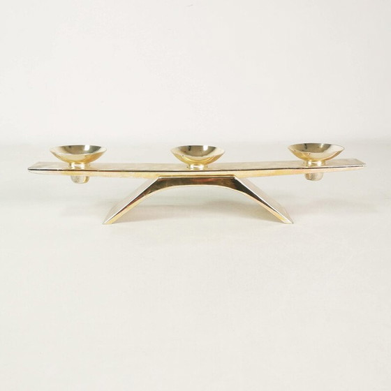 Image 1 of Vintage silver-plated metal candlestick by Kurt Radke for Wmf, Germany 1960