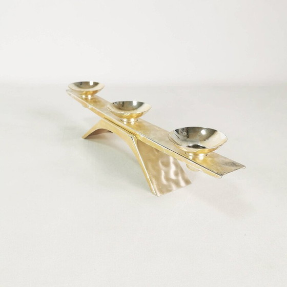 Image 1 of Vintage silver-plated metal candlestick by Kurt Radke for Wmf, Germany 1960