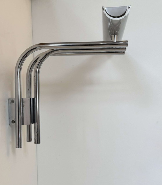 Image 1 of Lampada da parete vintage 20581, metallo cromato, di Verre Lumière Studio Francia 1978