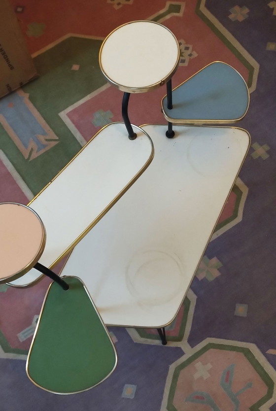 Image 1 of Grande tavolo da fiori e piante anni '50/'70, colorato pastello