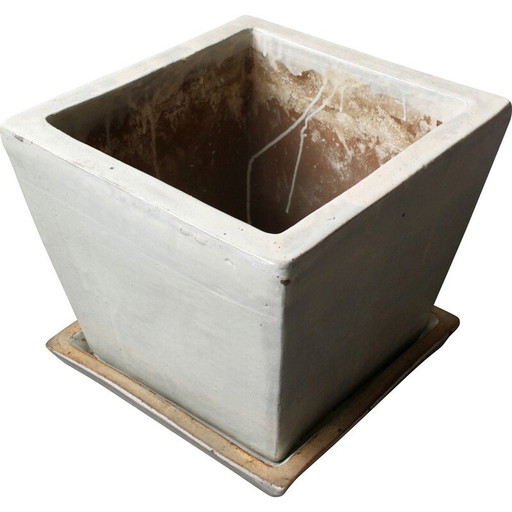 Jardinera vintage en terracota esmaltada