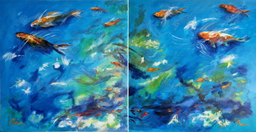 Patrick Briere - 'A contre courant' diptych