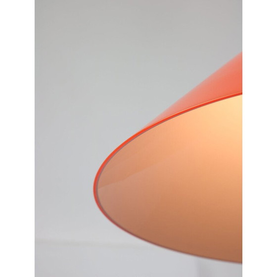 Image 1 of Vintage pendant lamp in orange plexiglass and brass, Italy 1960