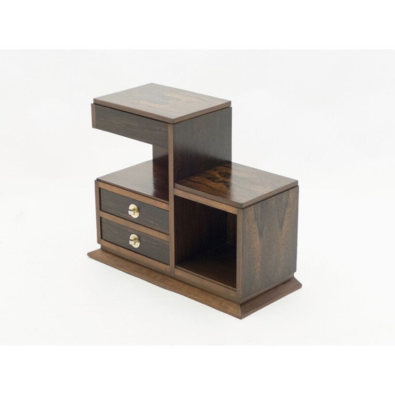 Image 1 of Mobiletto vintage Art Déco in palissandro e ottone, stile modernista, anni '40