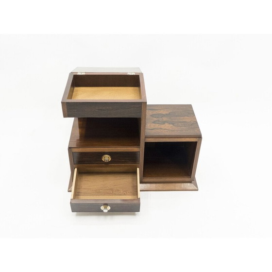 Image 1 of Mobiletto vintage Art Déco in palissandro e ottone, stile modernista, anni '40
