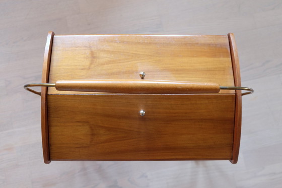 Image 1 of 50 sewing box on wheels Cherry wood sewing box