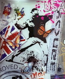 Ad Van Hassel: "Luxury Art Stamp, Homage To Banksy (Ii)".