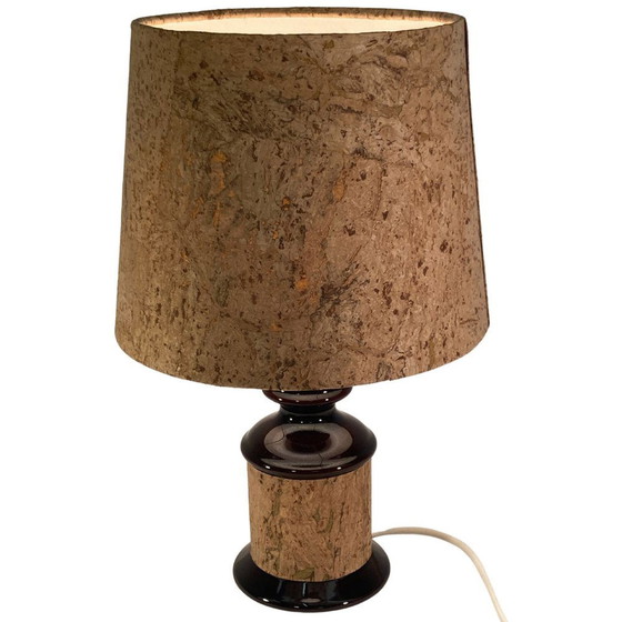 Image 1 of Mid-Century German Cork And Glass Table Lamp