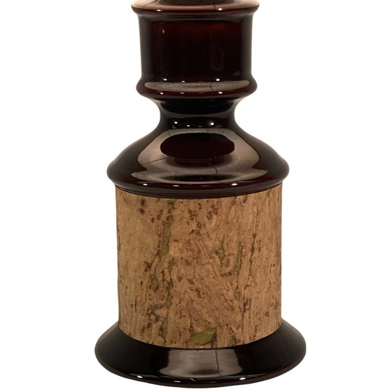 Image 1 of Mid-Century German Cork And Glass Table Lamp