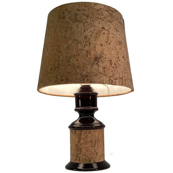 Image 1 of Mid-Century German Cork And Glass Table Lamp