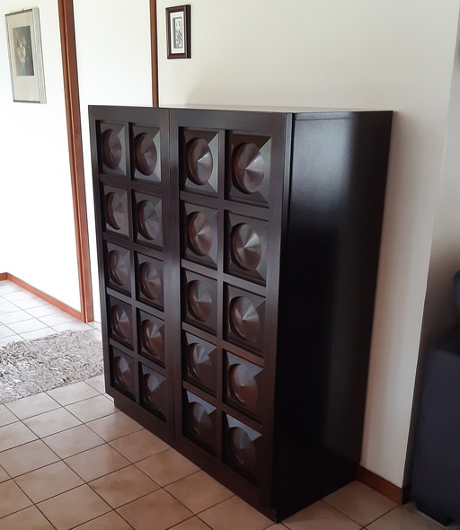 1X Belgian Brutalist Bar Highboard Mahogany 1970